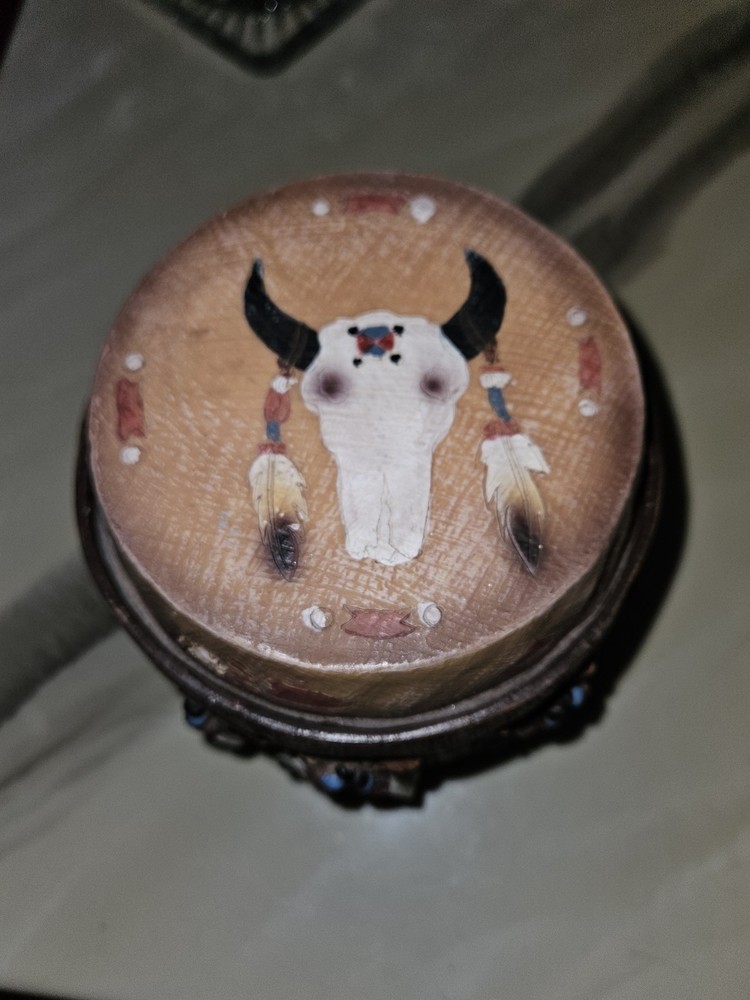 Vintage Native-American Drum Storage Box With Lid. Rare.