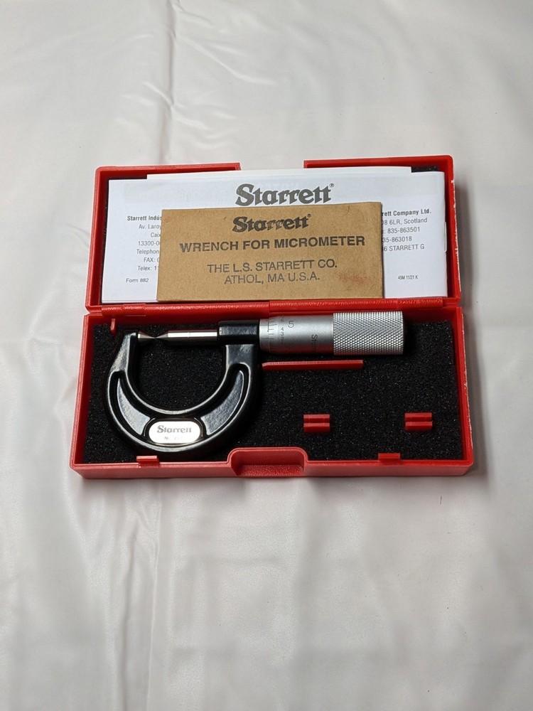 STARRETT Mechanical Screw Thread Micrometer 0 to 7/8" Range, 210AP
