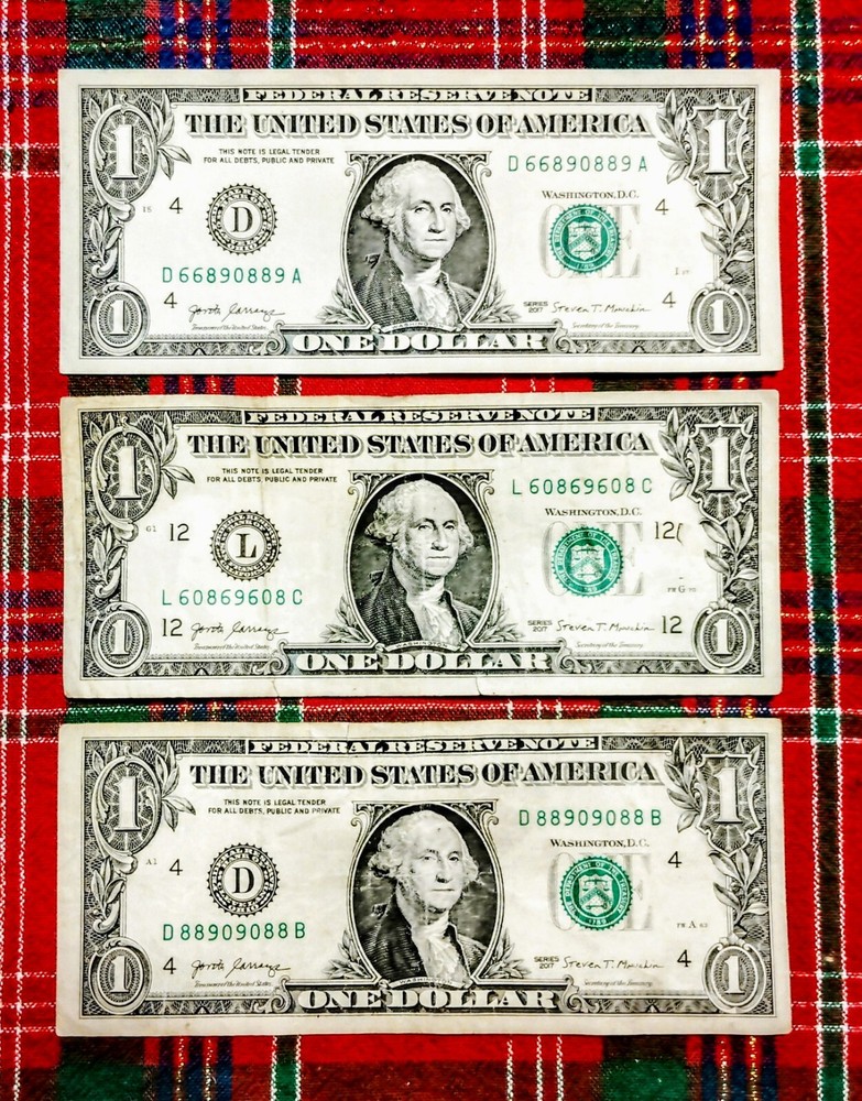 (3) FLIPPER FANCY SERIAL NUMBER $1 NOTES!!! 2 BOOKEND AND REPEATING!!! Error!
