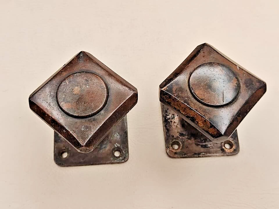 Front Door Knob Handle Antique Brass Pull Octagonal With Back Plate