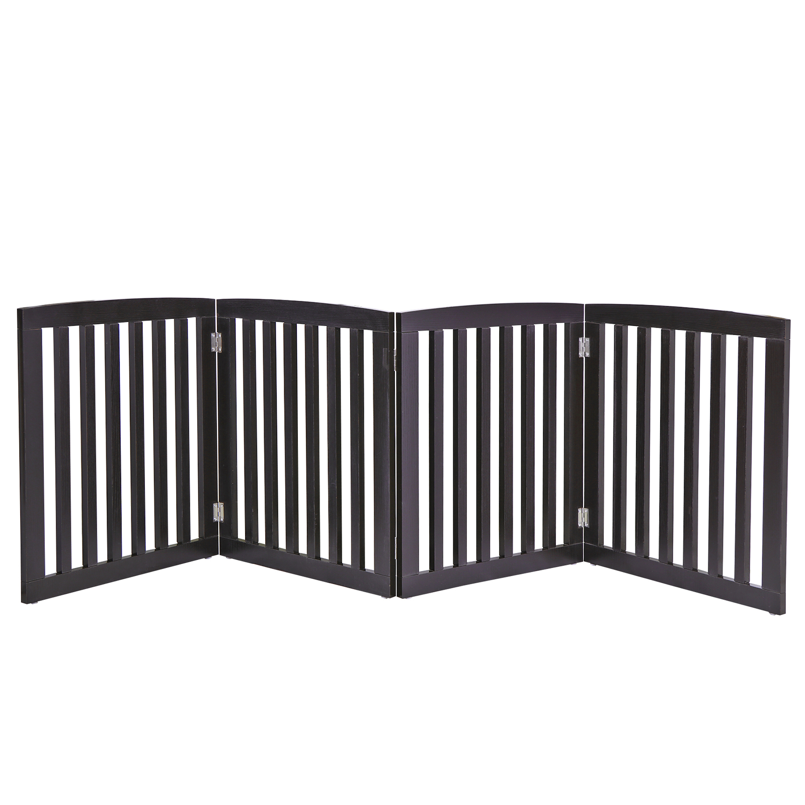 Freestanding Pet Dog Gate 4 Panels Indoor Foldable Dog Fence for Stairs Brown