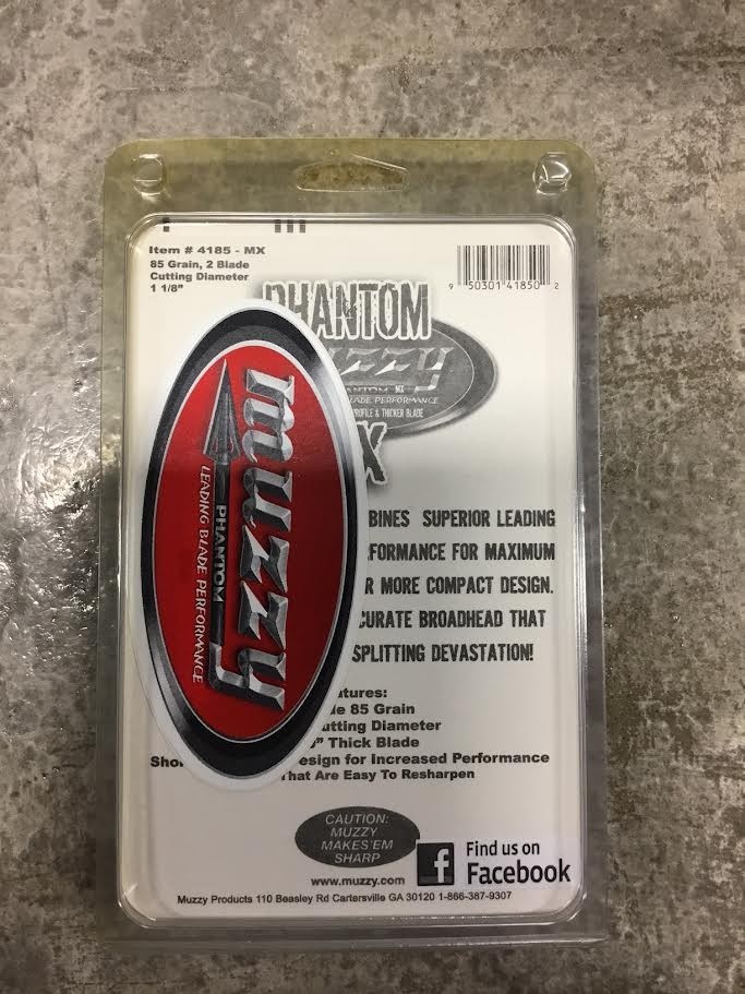 Muzzy Phantom MX 85 Grain 2 Blade Broadhead 1 1/8 Cut