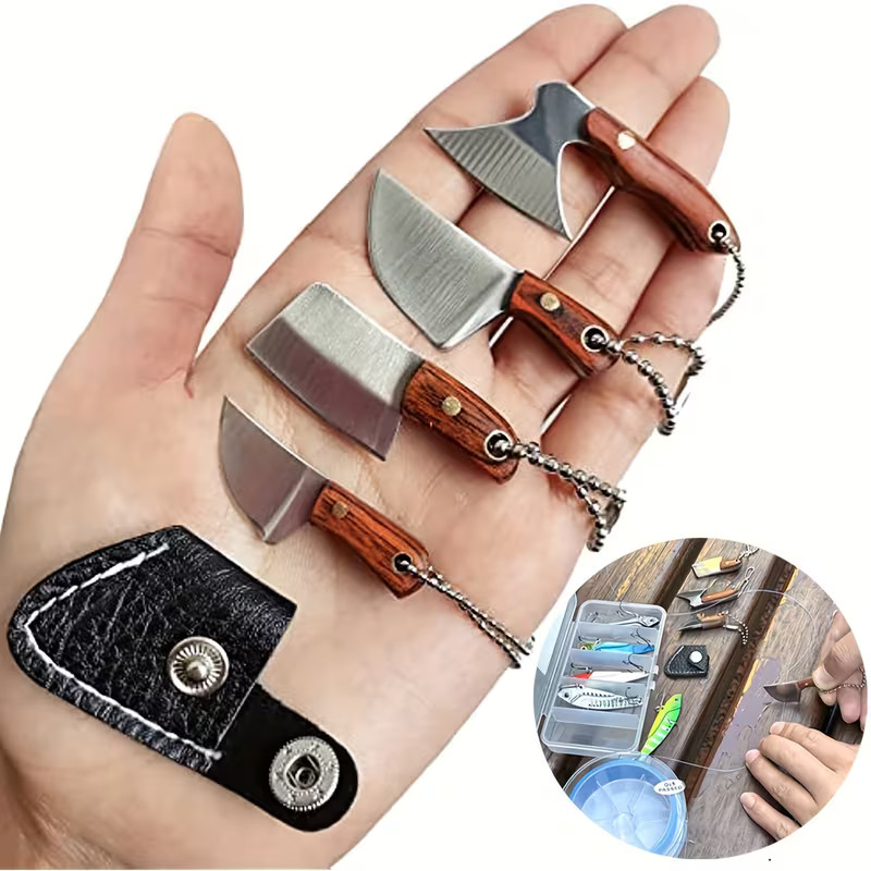 Mini Axe-Shaped Knife Set 4 Pc Damascus EDC Tool Box Cutter