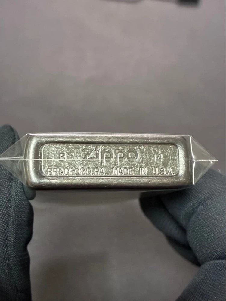 Zippo Skull Etching Silver Double Sided Processing Lighter Regular Japan