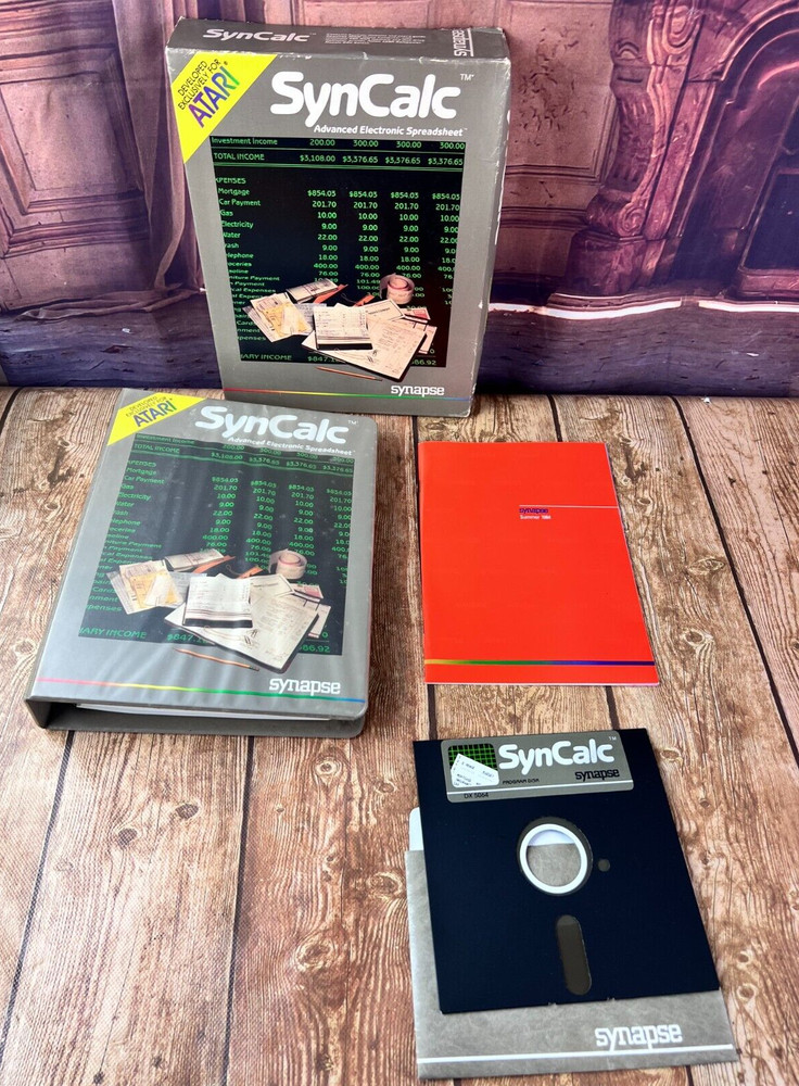 Vintage SYNAPSE SynCalc Advanced Electronic Spreadsheet Software for ATARI