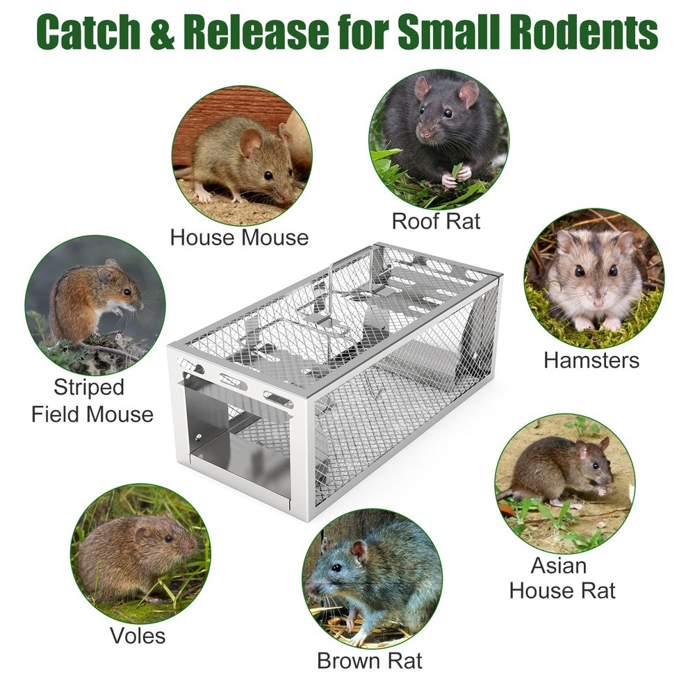 2 Pack Humane Rat Trap Automatic Continuous Mouse Trap Live Rodent Animal Cage