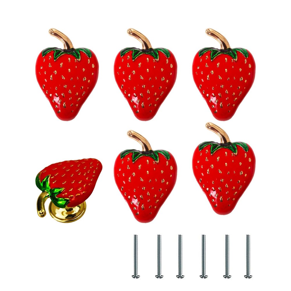 6PCS Strawberry Cabinet KnobsDrawer Knobs Creative knobs Decorative Furniture...
