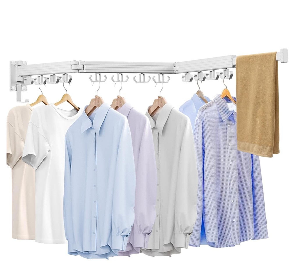 Kelisiting Wall Mounted Clothes Drying Rack, Laundry Drying Rack Wall Mount, ...