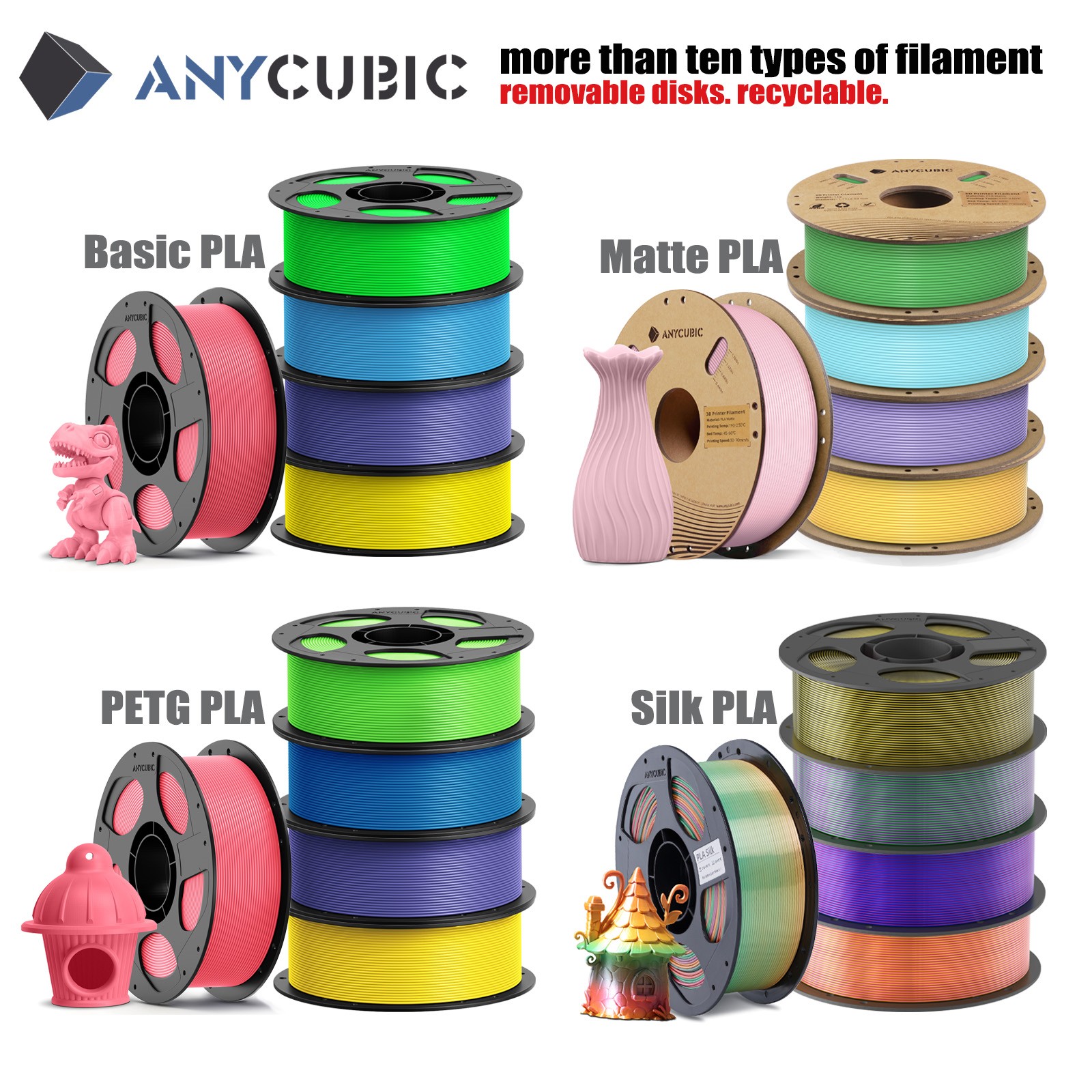 【Buy 3 Pay 2】ANYCUBIC 1.75mm PLA 3D Filament 1KG FDM 3D Printer Materials lot