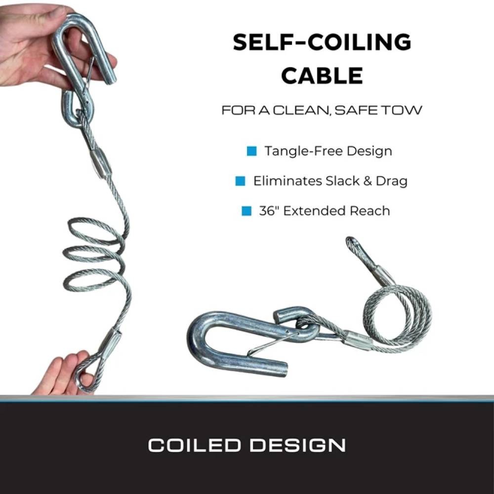 Tie Down 59539 Galvanized Self Coiling Class 3 Boat Trailer Hitch Cables, 2-Pack