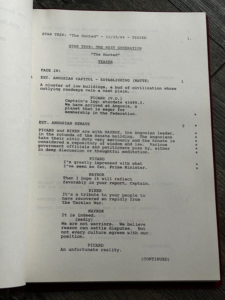 STAR TREK Script The Next Generation The Hunted Final Draft October 25 1989