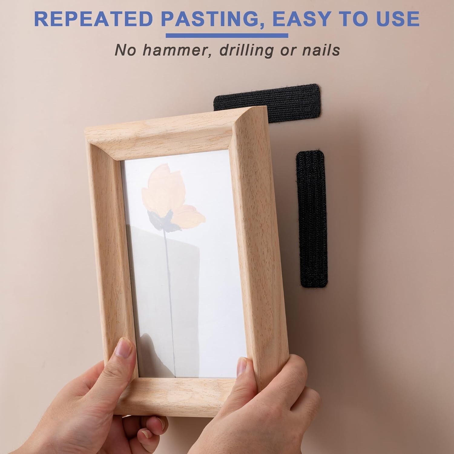 20 Sets Heavy Duty Hook & Loop Adhesive Strips: Sticky Back Fastener 2x4” Black