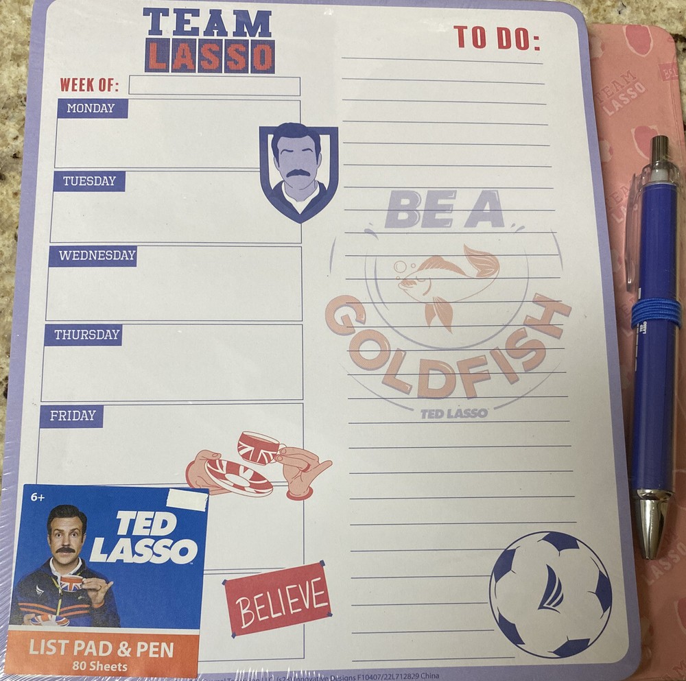 Ted Lasso List Pad & Pen Set Note Pad NEW Gift Set Sealed (RefBluebox/2)