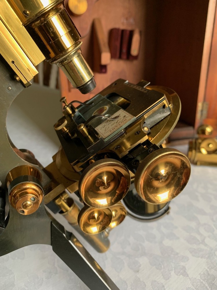 Antique W. Watson & Sons "Royal" Mono/Binocular Brass Microscope - c1901, Cased