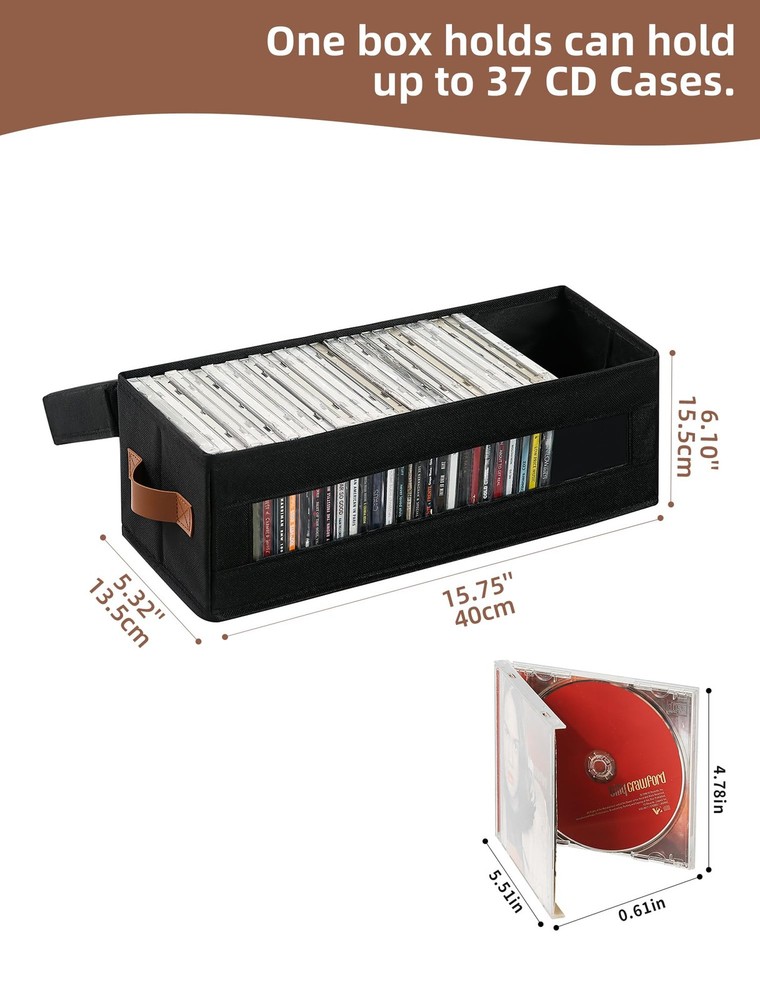 6 Packs CD Storage with Visible Window, Stackable CD Case Holder with Dustpro...