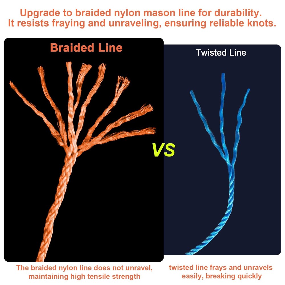 3 Roll Mason Line String Line - #18 Braided Nylon String - 500 Ft Length - Ny...
