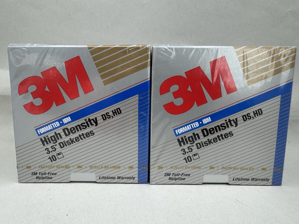 3M 3.5" High Density Double Sided IBM Formatted Floppy Disk 2x 10 Pack NEW