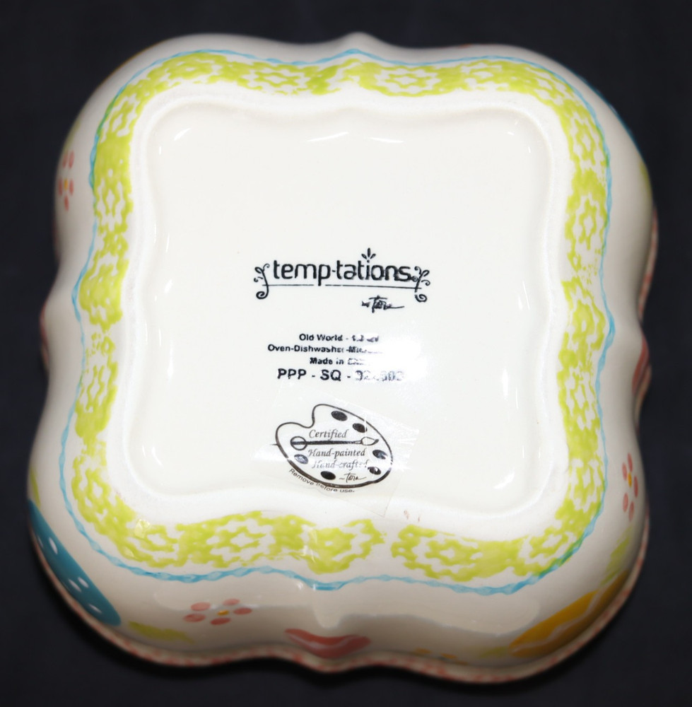 Temptations Old World Easter Egg Hunt Square Baker with Lid - 1 Quart