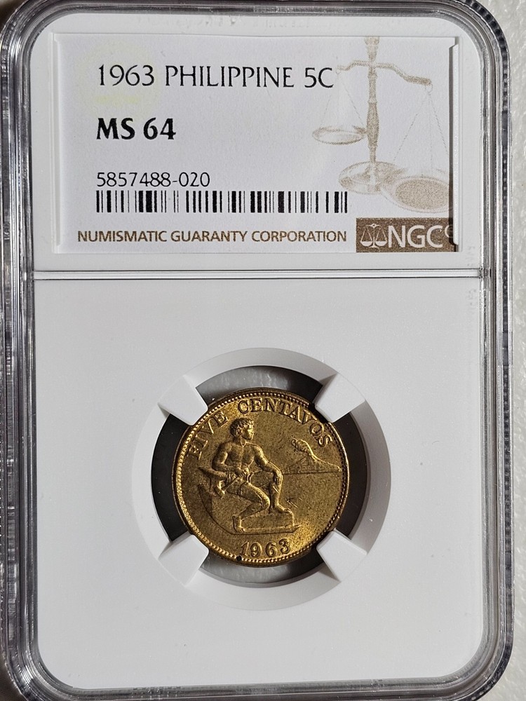 Philippines 5 Centavos 1963 NGC MS 64