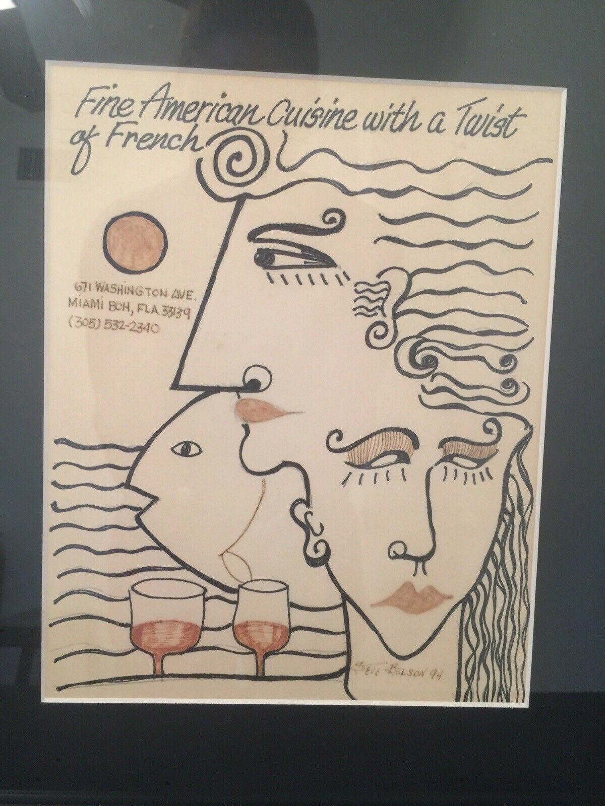 Vintage Miami Beach Revival Era Advertising Concept Art Restaurant Framed South