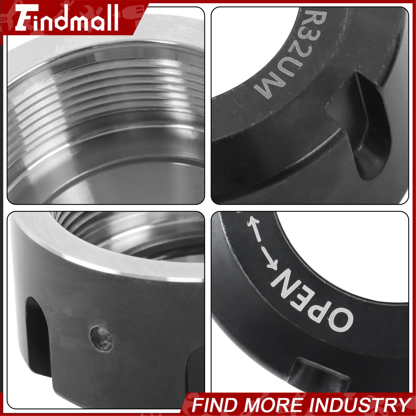 Findmall 2 Pack ER32UM Collet Nuts Ball Bearing Design for CNC Mill and Lathe