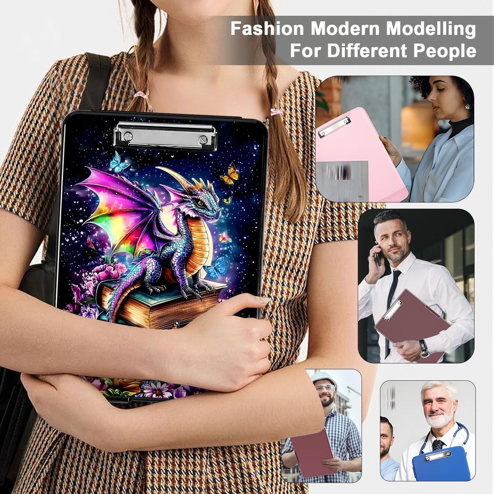Large Capacity Clipboard with Storage Pattern (Colorful Dragon) Decorative Cl...
