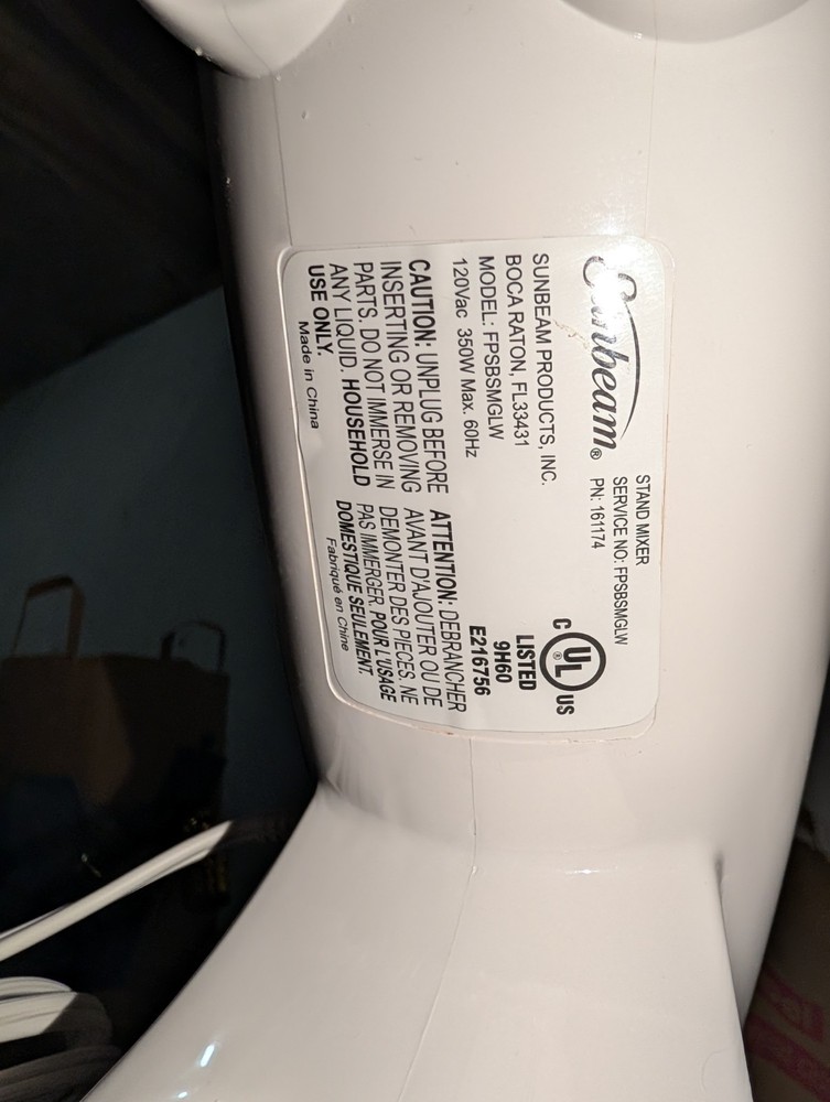 Sunbeam Mixmaster Stand Mixer Model FPSBSMGLW