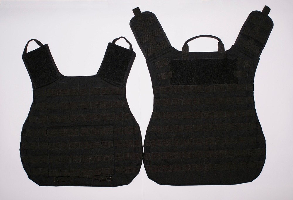Tactical Torso Plate Carrier Modular System Vest Black Size M MOLLE Empty Shark
