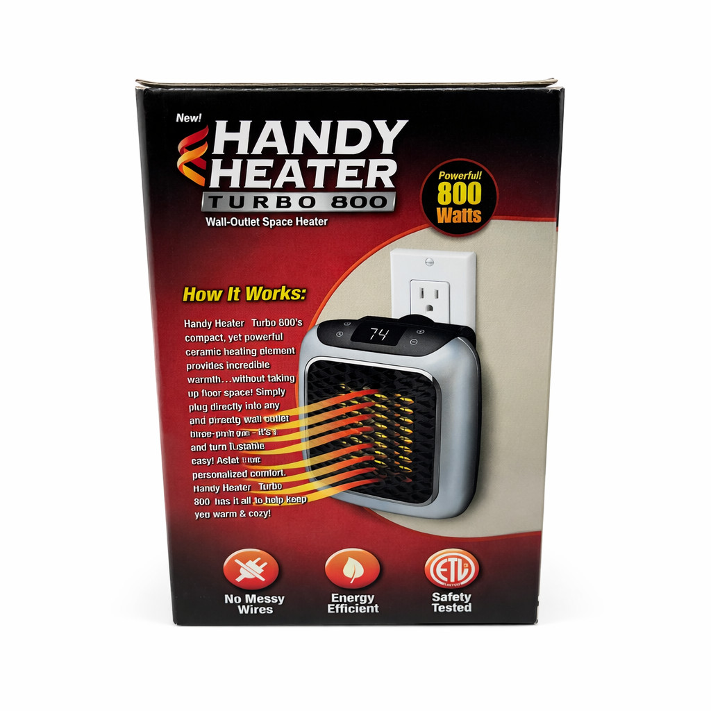 Outlet Small Handy Space Heater Turbo 800 Watts with Adjustable Thermostat