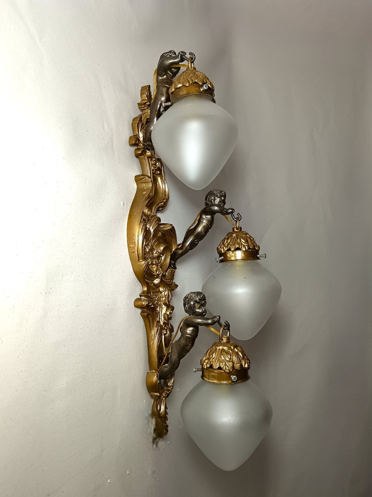 Wall light, Large palace sconce, Putti, Cupids, Rococo, Victorian Baroque