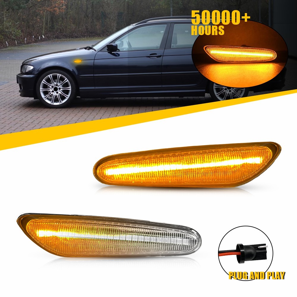 For BMW E60 E82 E90 E92 E83 E46 LED Side Marker Turn Signal Lights Dynamic Amber