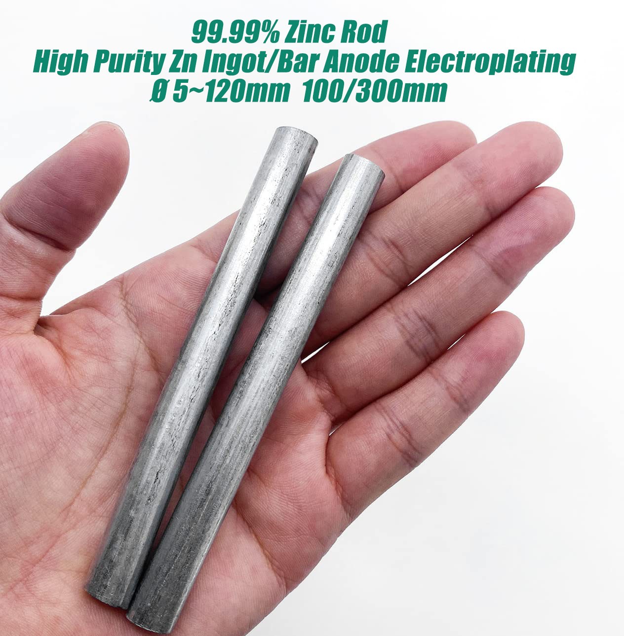 99.99% Zinc Rod High Purity Zn Ingot/Bar Anode Electroplating Ø5~120mm 100/300mm