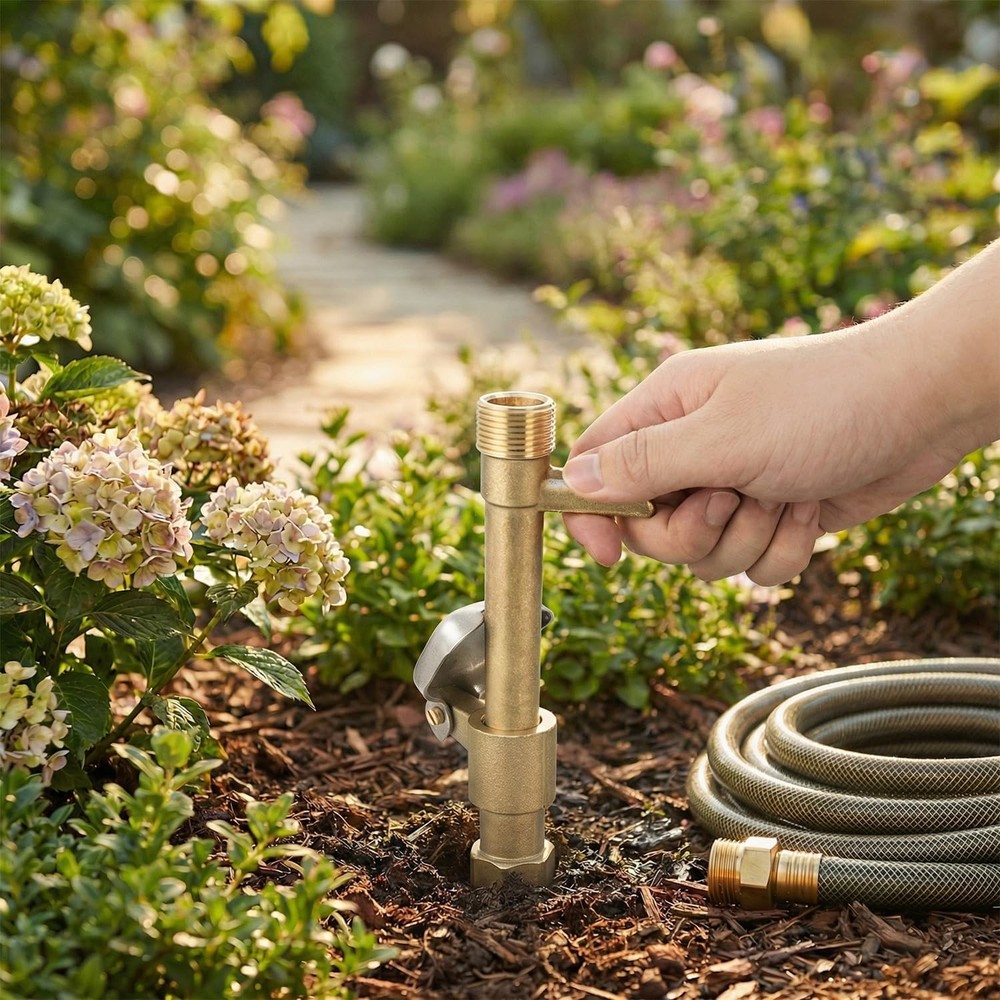 QWORK 2 Set 3/4-Inch Brass Quick Coupler Valves, Irrigation Tool with Quick...