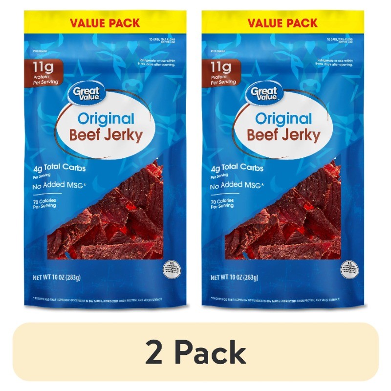 (2 pack) Great Value Original Beef Jerky Value Pack, 10 oz