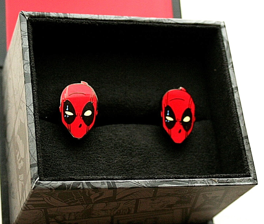 Marvel Comics Deadpool Face Metal Cuff Links New NOS + Gift Box