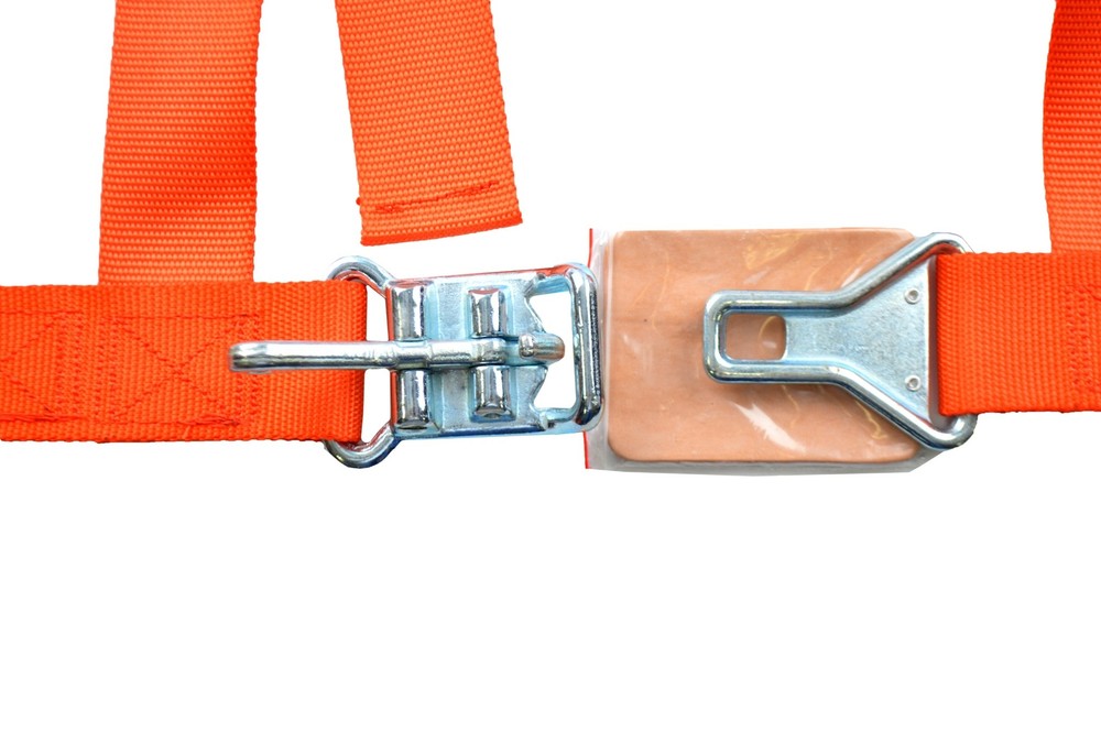 THREE POINT SEAT BELT RACE HARNESS 2" LATCH & LINK PULL UP FLOOR MOUNT ORANGE