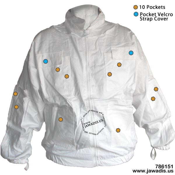 Beekeeper Zip-Up Jacket with Removable Veil - Cotton, White, Size 2XL