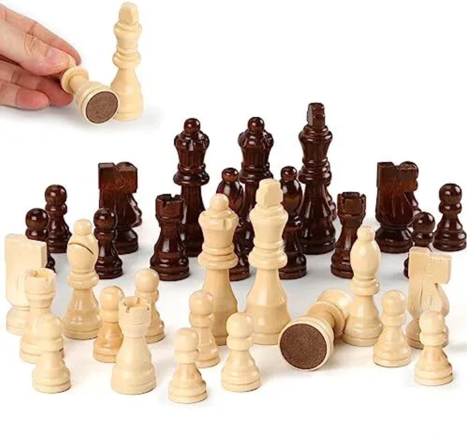 Magnetic Wooden Chess Pieces Only, 3" Large King Chess Pieces Weighted