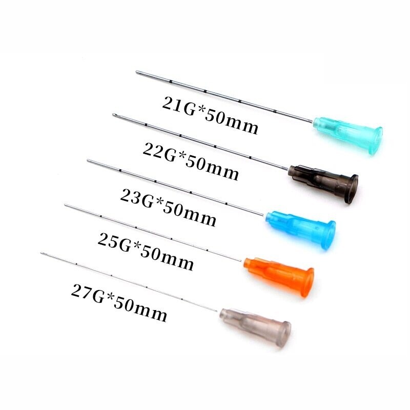 10pcs MICROCANNULA BLUNT TIP CANNULA NEEDLES 23G 50mm LUER LOCK