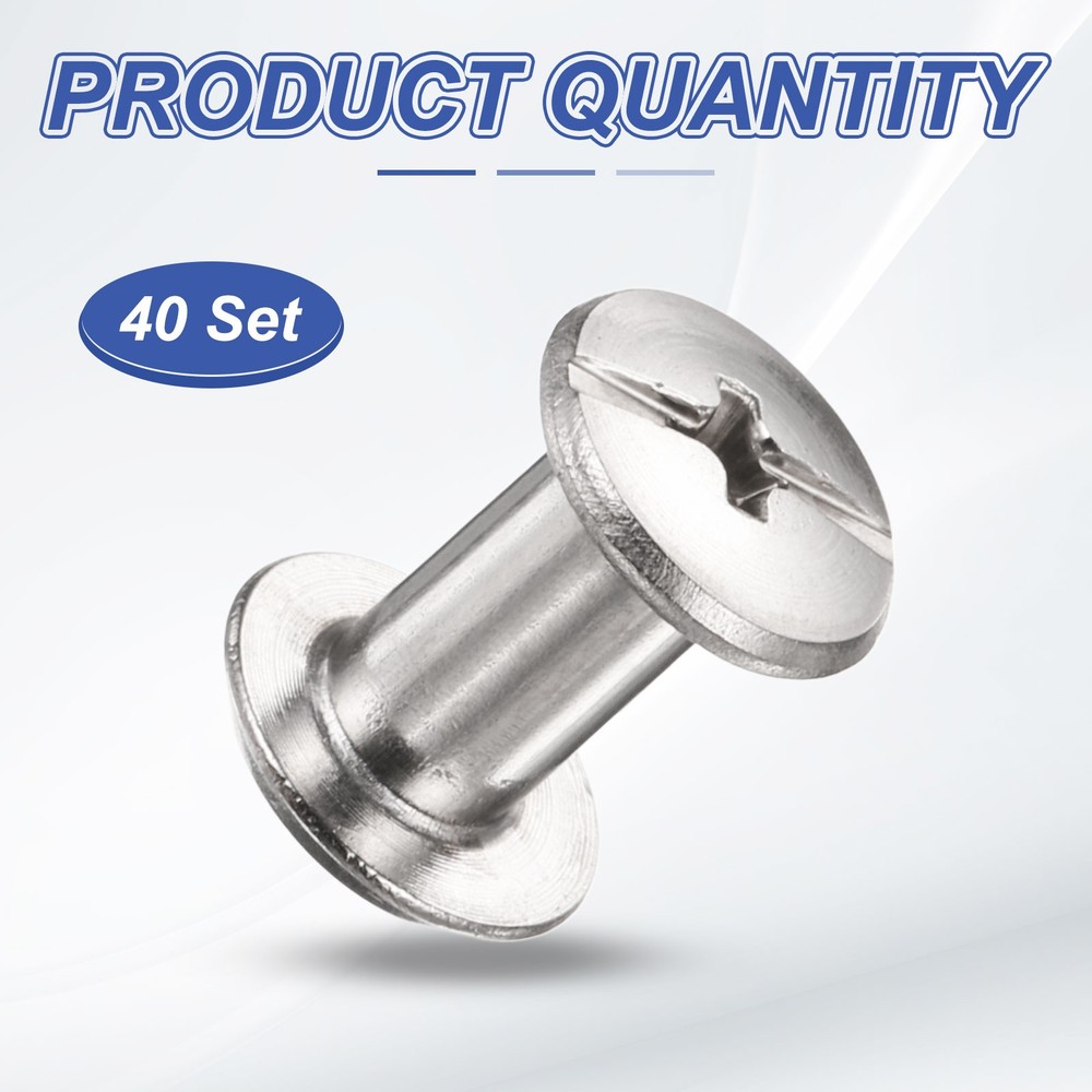 40set Phillips Chicago Screw M4x10mm Binding Post Screw, Silver