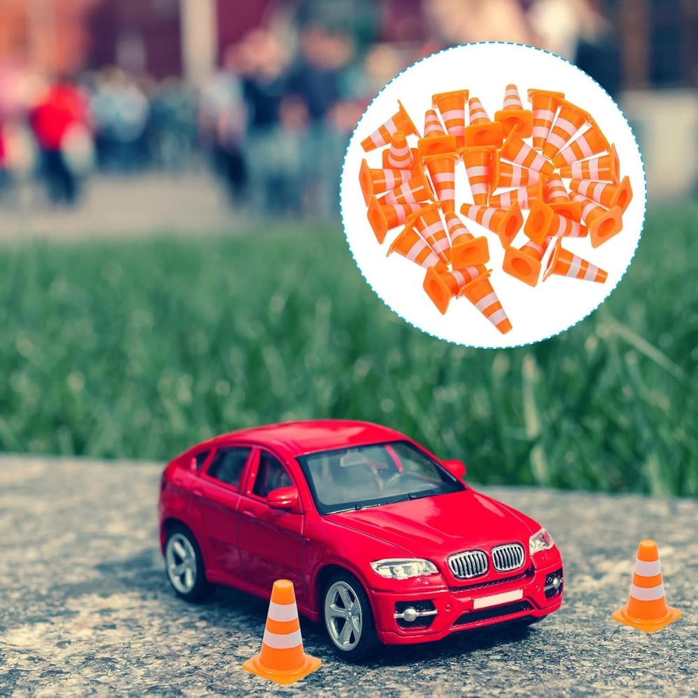 30Pcs Mini Traffic Cones, 1in Mini Cones Orange Small Roadblock Construction ...