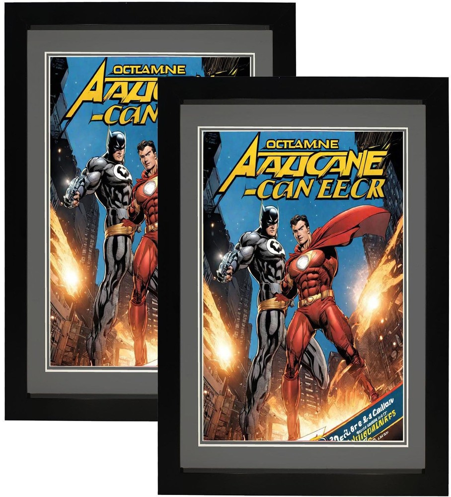 SparklyHome Comic Book Frame with Double Gray 2 Pack Black Mat