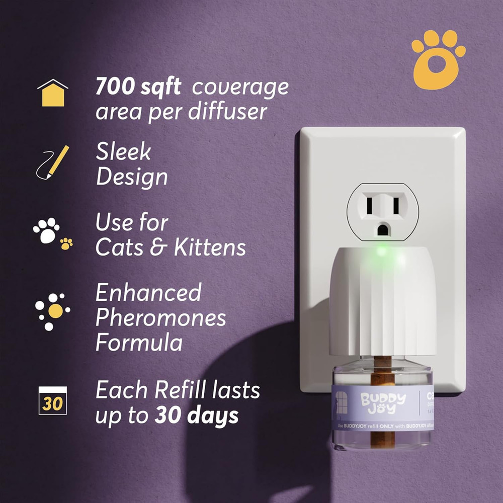 Cat Calming Diffuser Refills – Long-Lasting 30-Day Formula, Cat Pheromones Calmi