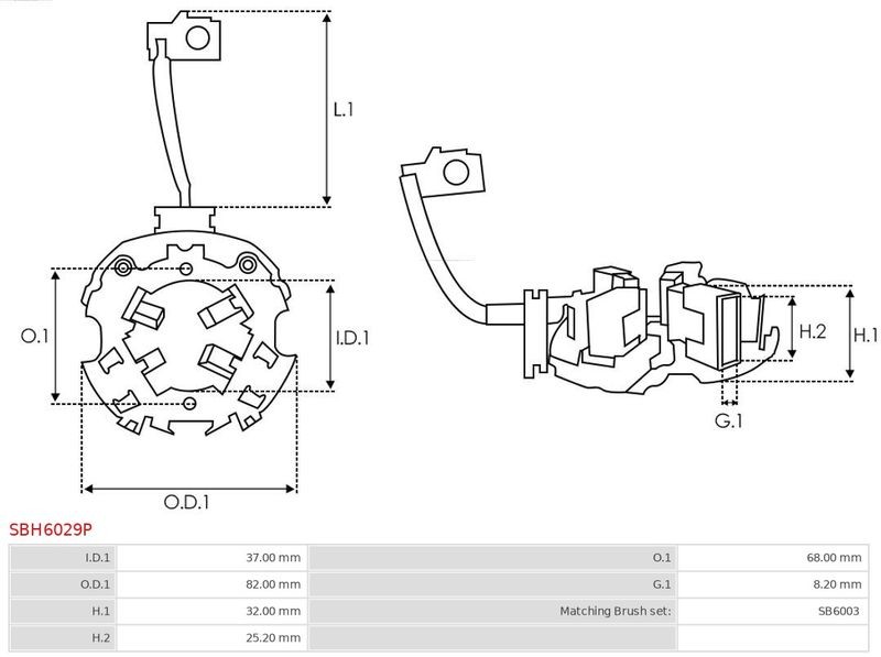 FOR CAR STARTER SBH6029P BRUSH. STARTER