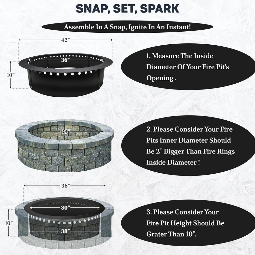 FEBTECH 42” Smokeless Fire Pit Insert with Heat Resistant Coating