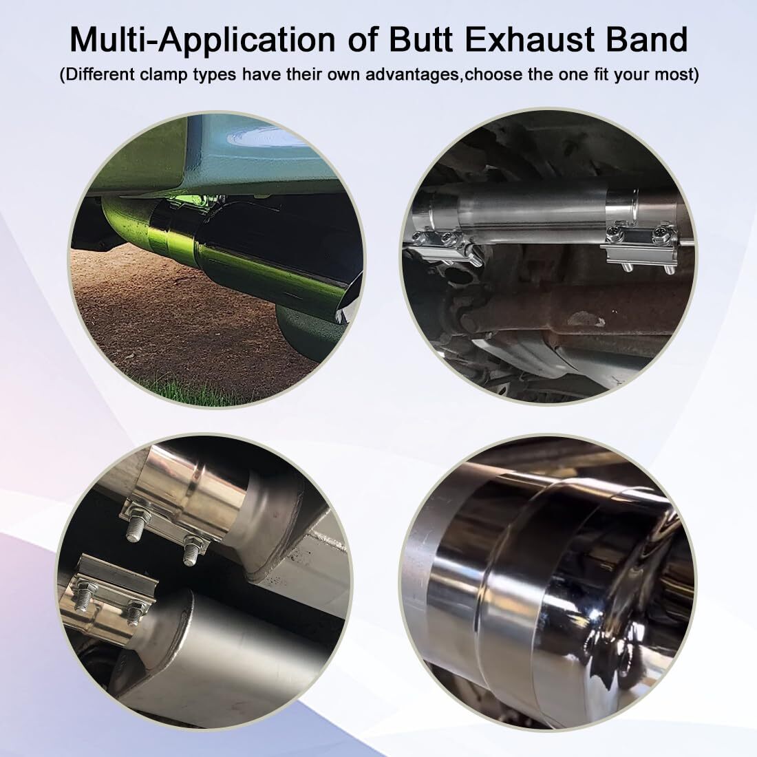 4 Inch Exhaust Clamp Lap Joint Band Stainless Steel 4" OD to 4" ID Pipes