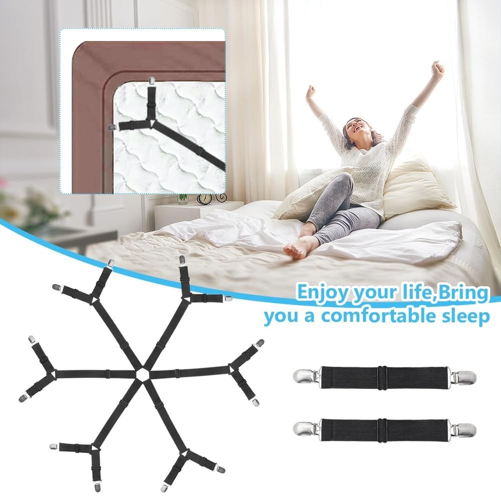 Bed Sheet Fasteners Adjustable Elastic Sheet Holder Clips Set