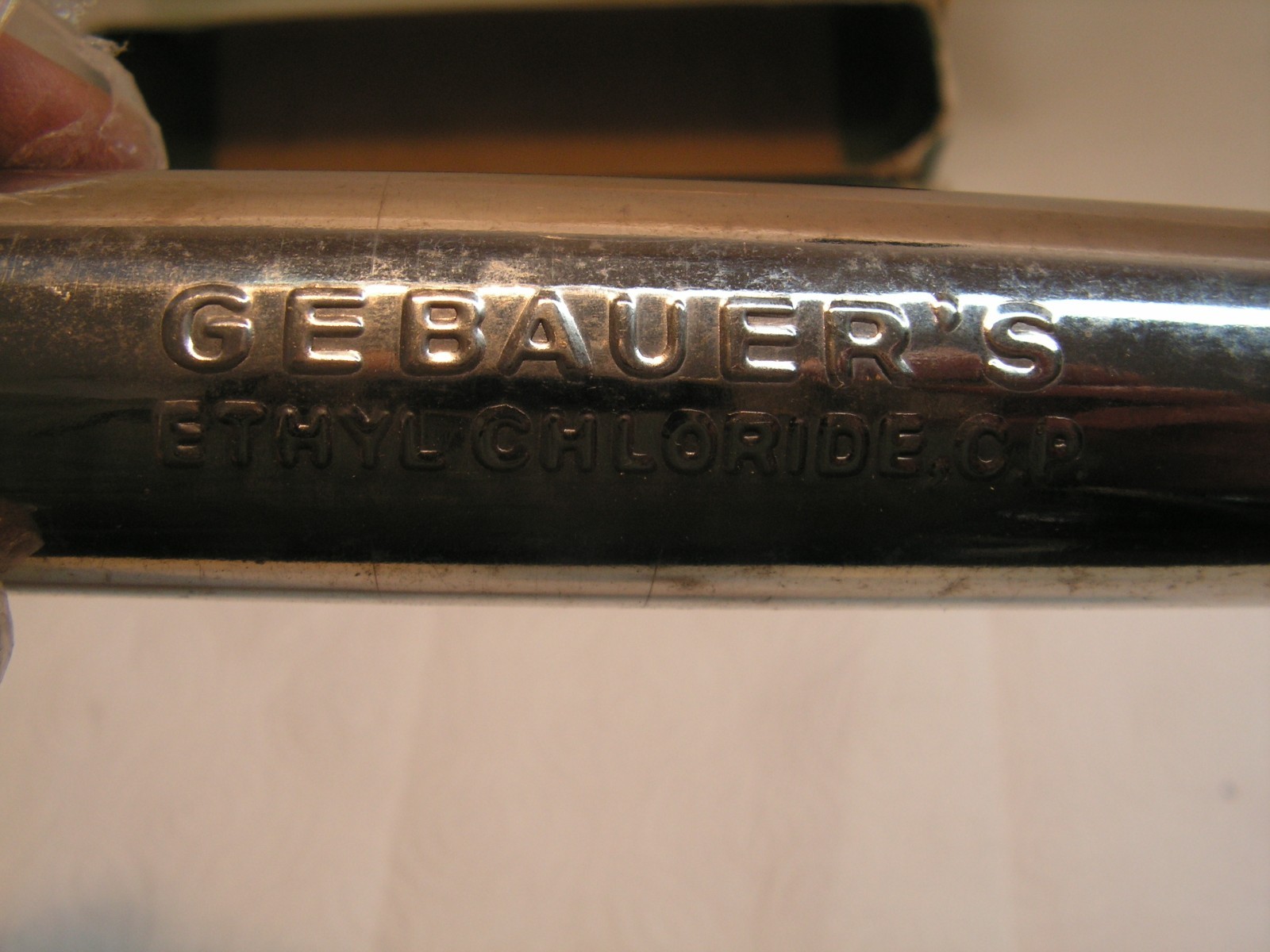 Vintage Gebauer's Ethyl Chloride 100g Tube In Box. TUBE VERY GOOD BOX WORN!