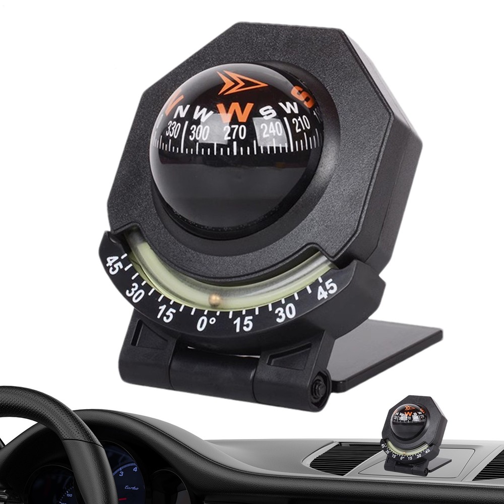Car Dashboard Compass 180° Adjustable High Precision Foldable Spherical Compass