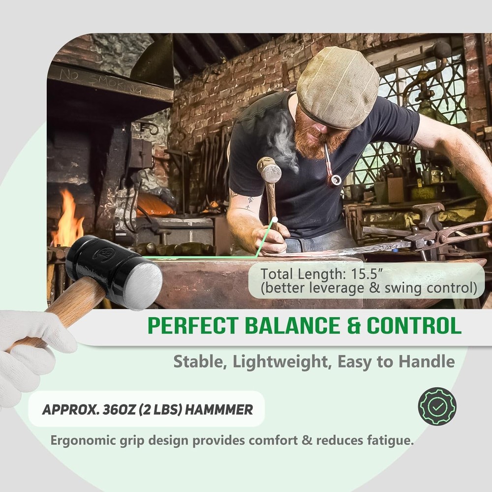 36oz 61B Rounding Hammer for Blacksmith Farrier Forge Knife Making Iron Working